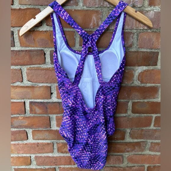 Speedo Purple Print Ultraback Racerback Swimsuit - Picture 5 of 7
